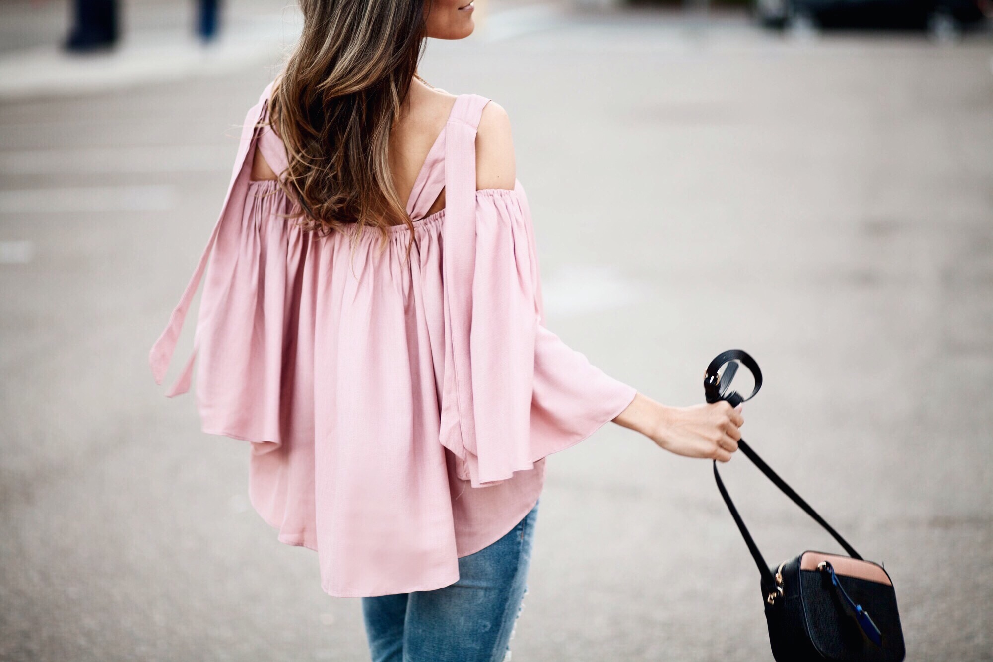 flowy cold shoulder top